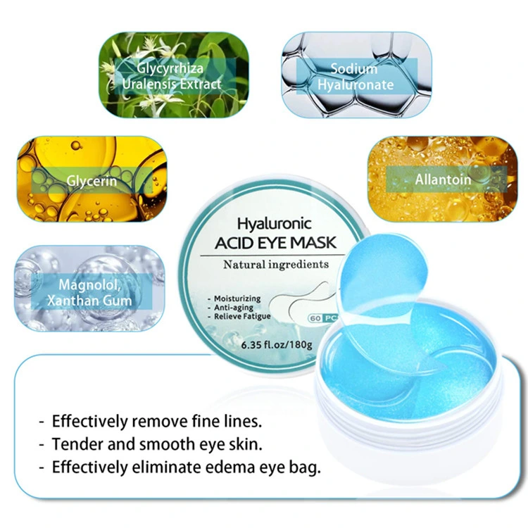 OEM Hyaluronic Acid Eye Mask Moisturizing Lightening Under Eye Patches Collagen Eye Gel Pads