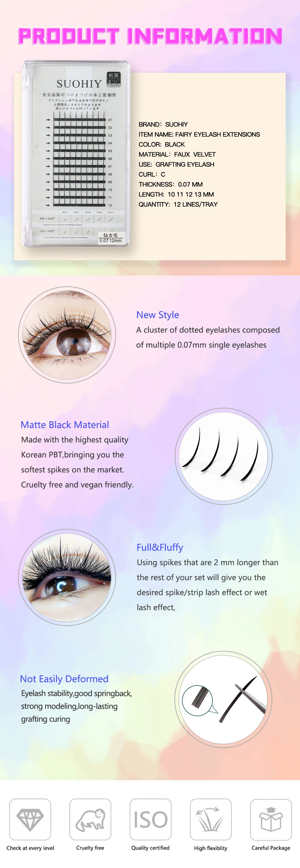 A Shape Super Thick Single Lash Natural Curl Fairy Hair Per Box Fairy Wispy Spikes Grafting Individual False Eyelash Extension