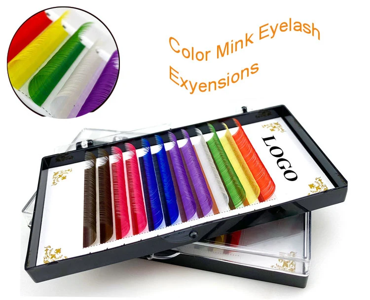 High Quality Colored Individual Volume Real Mink Color Eyelash Lash Extensions Trays Supplies